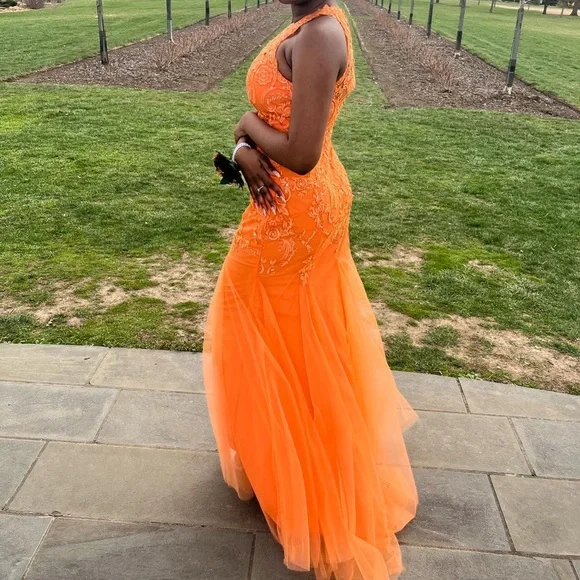 JJs House | Dresses | Orange Sequin Prom Dress | Poshmark